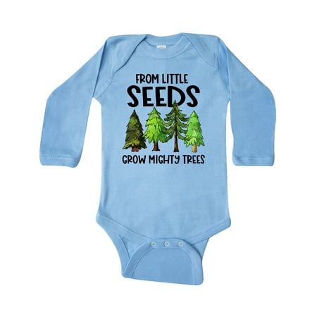 

Inktastic From Little Seeds Grow Mighty Trees Gift Baby Boy or Baby Girl Long Sleeve Bodysuit