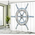 thumbnail image 5 of Ambesonne Nautical Shower Curtain, Wooden Ship Wheel, 69"Wx70"L, Blue White, 5 of 5