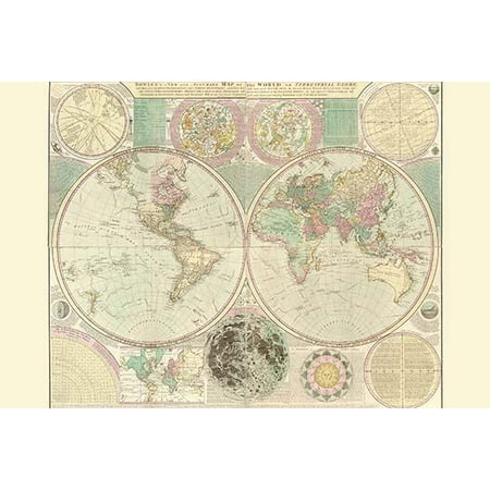 Bowless new and accurate map of the world or Terrestrial globe  laid down from the best observations and newest discoveries particularly those lately made in the south seas by Anson Byron Wallis