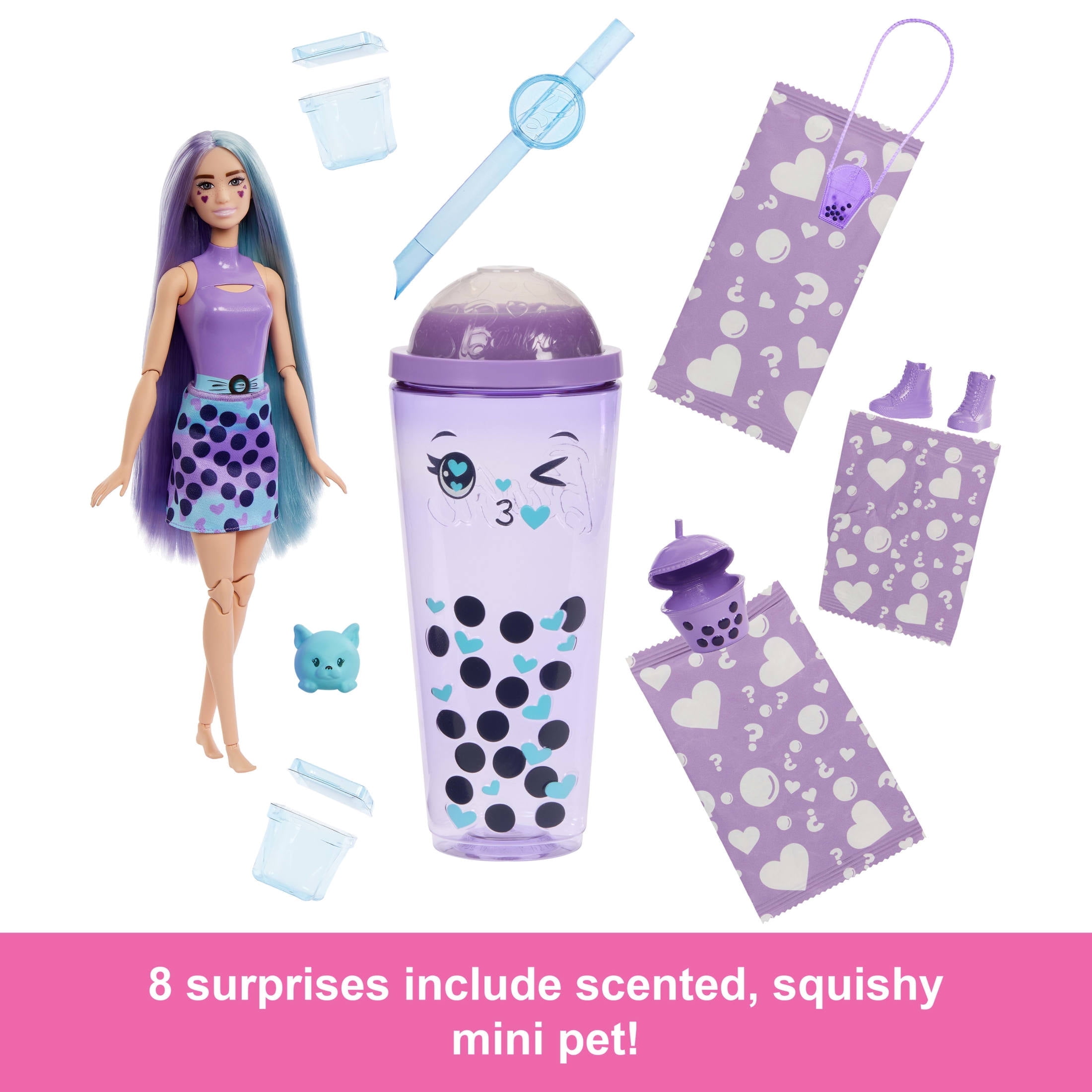 Barbie Pop Reveal Boba Tea Taro Milk Fashion Doll & Accessories Set with 8 Surprises (Styles Vary)