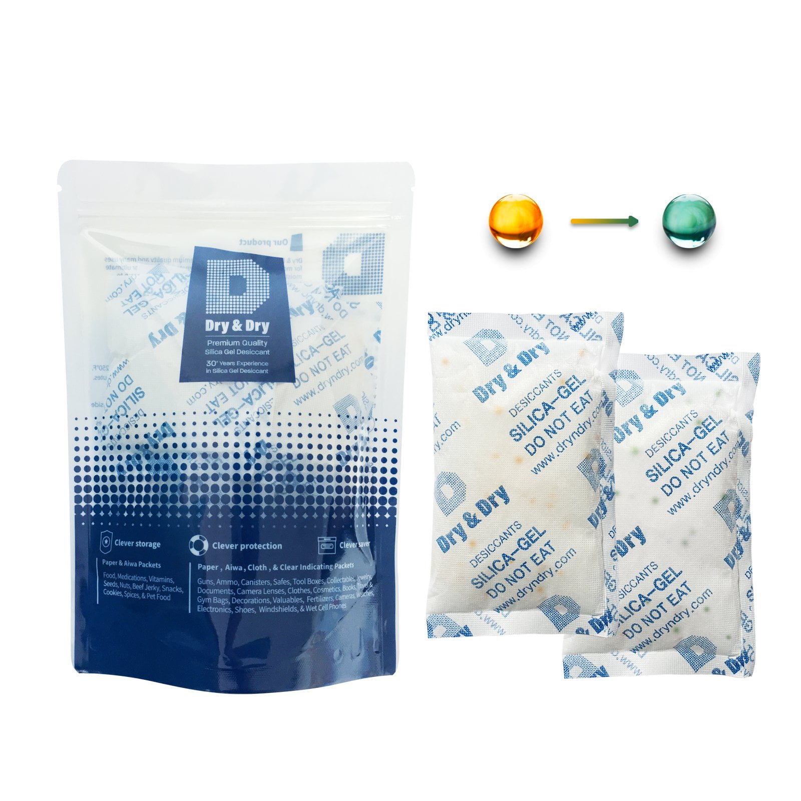 5 gram X 40 PK "Dry & Dry" Food Grade Orange Indicating Silica Gel Packets 
