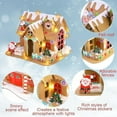 thumbnail image 3 of 4 Sets DIY Christmas Gingerbread House Kit with Lights Cardboard Christmas Craft Kit Gingerbread House Decor Make a Gingerbread House for Christmas Party Games DIY Home Decor (Fence Style) White, 3 of 5