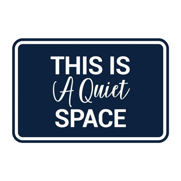 Signs ByLITA Classic Framed, This is a Quiet Space Sign (Navy Blue / White) - Large