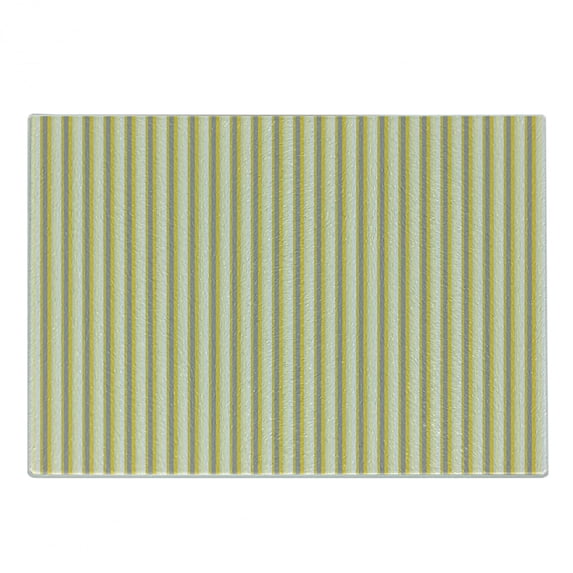 Yellow Cutting Board, Classical Pattern with Vertical Stripes in Retro Style in Pastel Colors, Decorative Tempered Glass Cutting and Serving Board, Small Size, Yellow Grey Coconut, by Ambesonne