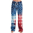 thumbnail image 5 of 250th Anniversary Womens Pajama Patriotic Star USA Flag Print Elastic High Waist Trousers Wide Leg Casual Soft Comfy Pajama Bottoms, #01 Royal Blue, XXL, 5 of 5
