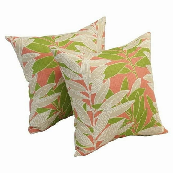 Blazing Needles 9910-S2-OD-142 17 in. Square Polyester Outdoor Throw Pillows, Eastbluff Coral - Set of 2