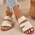 thumbnail image 5 of HAOTAGS Womens Stylish Slide on Comfort Sandal Flat Single Band Slide Sandals Open Toe Casual Summer Shoes Beige Size 6, 5 of 5