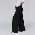 thumbnail image 6 of SWPZC Women's Linen Summer Palazzo Pants High Waist Flowy Wide Leg Beach Casual Pant Trousers With Pockets, 6 of 7