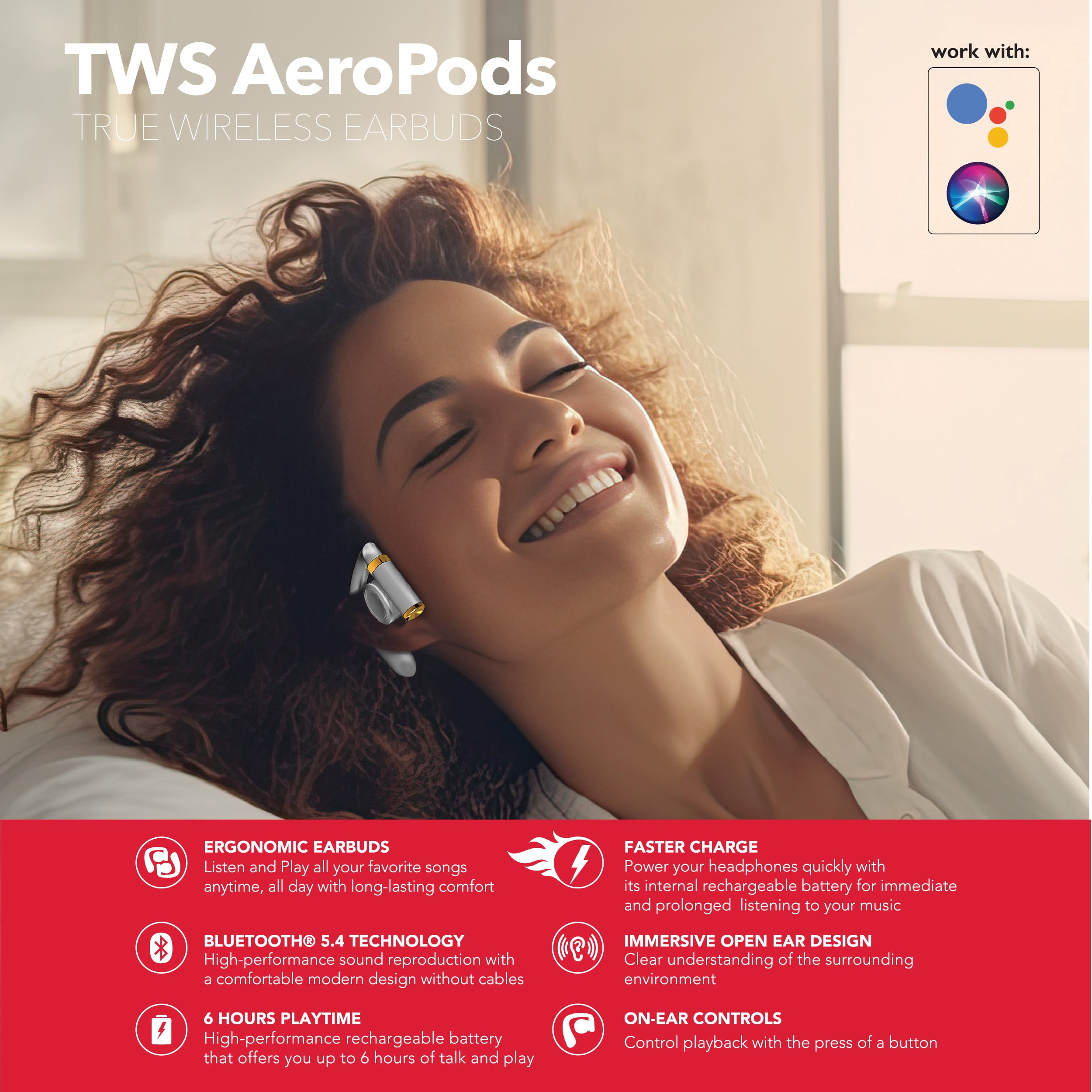 RCA Wave-68 True Wireless Earbuds, 20H Playtime, Hi-Res Audio, White