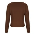 thumbnail image 4 of ATOYSOY Women's Fashion Solid Color Pullover Spring Crew Neck Sweatshirts Slim Basic Tops Long Sleeve Shirts Winter Workout Casual Blouse Brown XL, 4 of 6