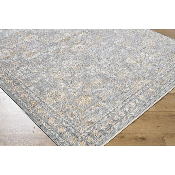 Hauteloom Bayram Living Room, Bedroom Area Rug - Traditional - Gray, Ivory, Medium Gray - 5'3" x 7'