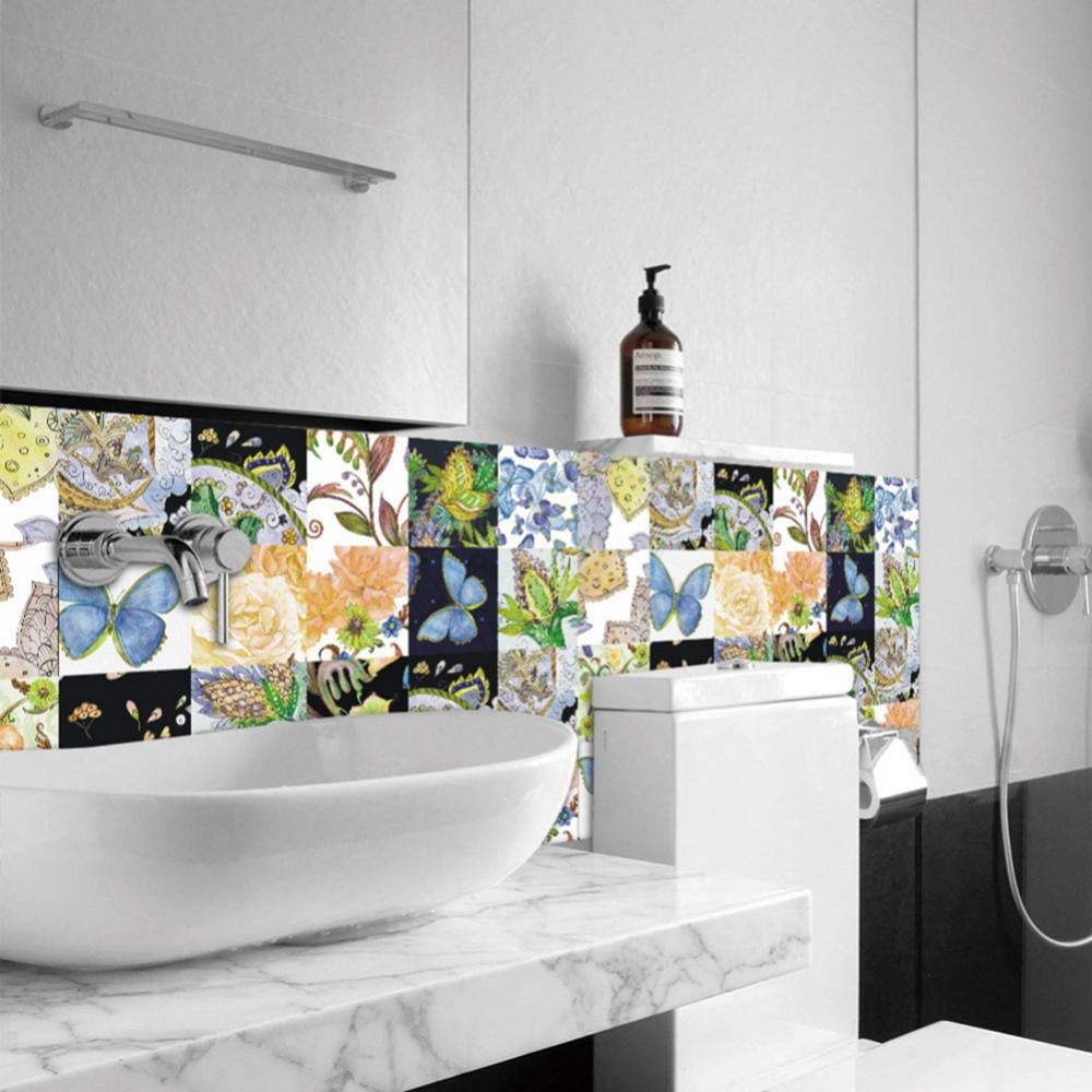 24 Sheets Glossy 3D Peel and Stick Tile Stickers Backsplash for Kitchen,Stick on Subway Mosaics Tile Paint Splashback Water Heat Resistant Bathroom Kitchen,5.9*5.9"