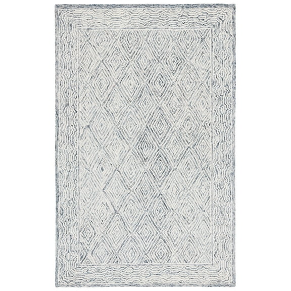 SAFAVIEH Capri Blair Diamond Wool Area Rug, Ivory/Blue, 5' x 8'