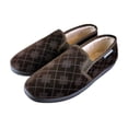 thumbnail image 2 of Dunlop - Mens Plush Fur Lined Memory Foam Plaid Checked Moccasin Slippers with Hard Sole, 2 of 2