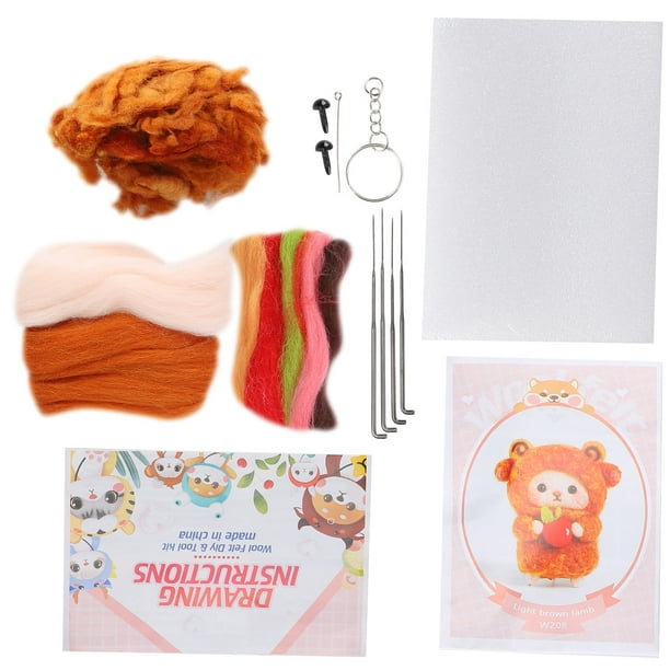 Paquete de fieltro de lana, kit de fieltro con aguja, muñeco de peluche de lana, material para hacer tú mismo, kit de fieltro para principiantes diseñado para precisión