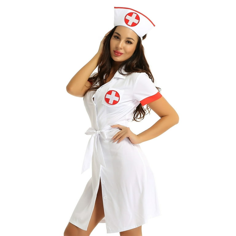 Alvivi Women's Doctor Shirt Lingerie Nurse Uniform Nurse-Themed Party  Clubwear Dresses White XXXL - Walmart.com