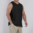 thumbnail image 6 of Wyobmus Men's Workout Tank Top Bodybuilding Muscle Shirts Solid Loose Fit Sleeveless Crewneck Undershirt M-3X Black, 6 of 6
