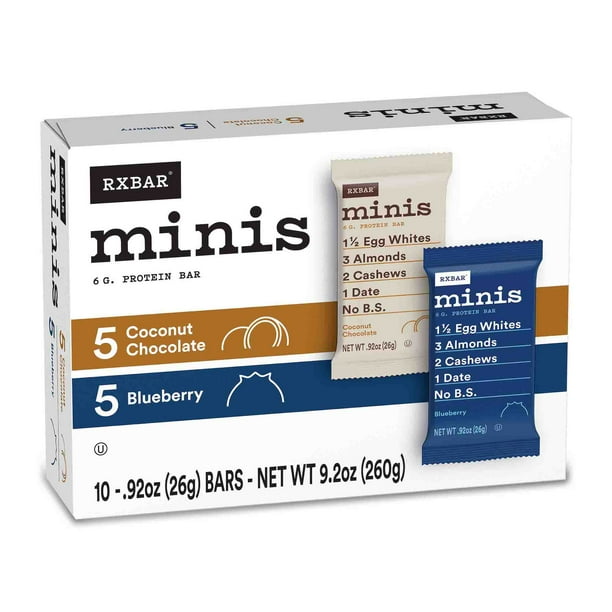 Rxbar Minis Blueberry Coconut Chocolate Variety Pack Protein Bars 10 Ct Walmart Com Walmart Com
