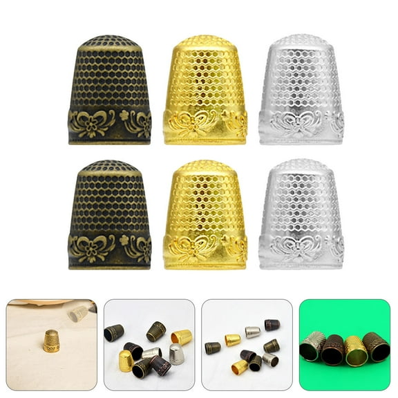 WRITWAA Portable Metal Thimbles Finger Protectors for Beginners 6Pcs