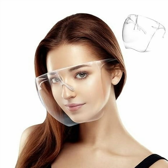 2 Pack Face Shield with Glasses, Face Mask Shield Anti-Fog Clear Ultra Clear Reusable Protective Plastic Face Shield Mask Droplet Splash Guard for Women Men Kids