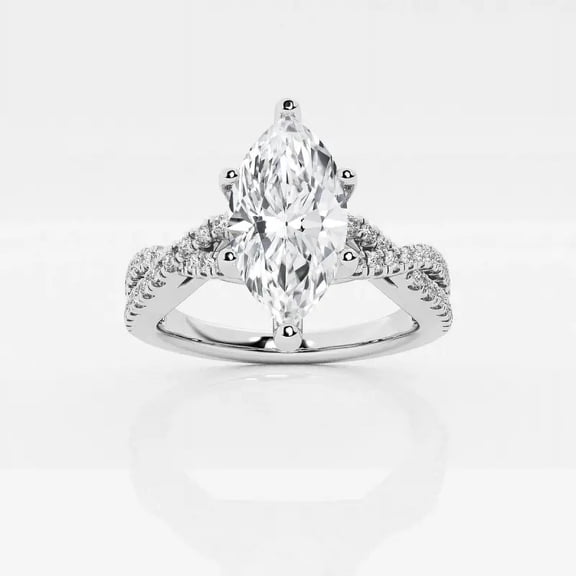 Zoya Jewel 2.1 Ct Marquise Cut Lab-Created Simulated Diamond Ring – Striking Twisted Infinity Engagement Style – 14K White Gold Plated – Gift for Special Days