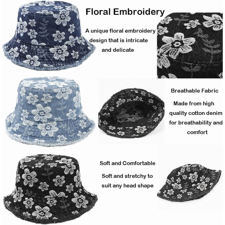Cotton Denim Bucket Hat Vintage Sun Protection Sun Hat Small  display picture 3