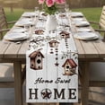 thumbnail image 4 of Sweet Home Table Runner - 108 Inch Long Western Stars Bird Houses White Wood Plank Cotton and Linen Blended Dress Scarves Farmhouse Table Runner for Kitchen Dining, Coffee Table, 13" x 108", 4 of 8