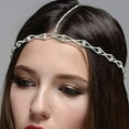 thumbnail image 2 of Rhinestones Head Chain Jewelry Silver Hair Chains Hair Bands Bride Wedding Head Dress Bridal Headpiece Halloween Christmas Prom Layered Hair Accessories for Women and Girls, 2 of 4