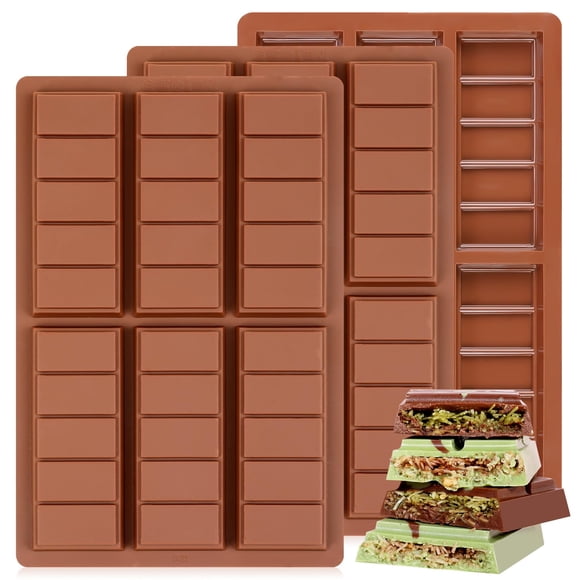 Molde de silicona antiadherente primario para barras de chocolate, juego de 3