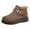 Coffee, variant on Womens Winter Warm Platform Boots Classic Round Toe Warm Fleece Lined Ankle Booties Comfortable Slip On Casual Shoes with Buckle Strap Brown Size 6.5