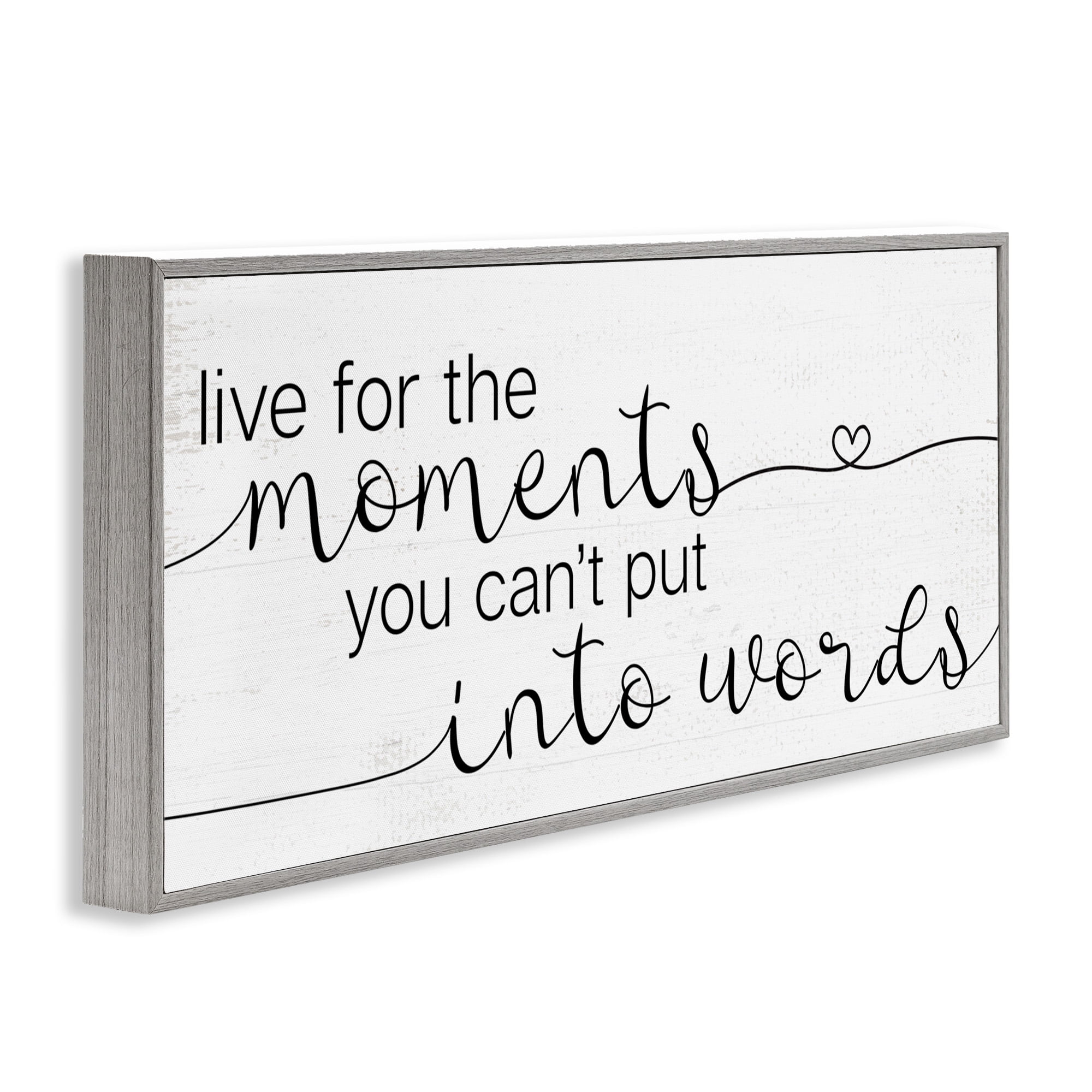 Stupell Industries Live for the Moments Phrase Typography Painting Gray Framed Art Print Wall Art, 24 x 10