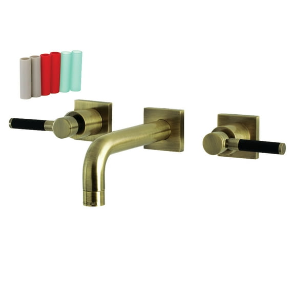 Kingston Brass KS6123DKL Kaiser Double-Handle Wall Mount Bathroom Faucet, Antique Brass