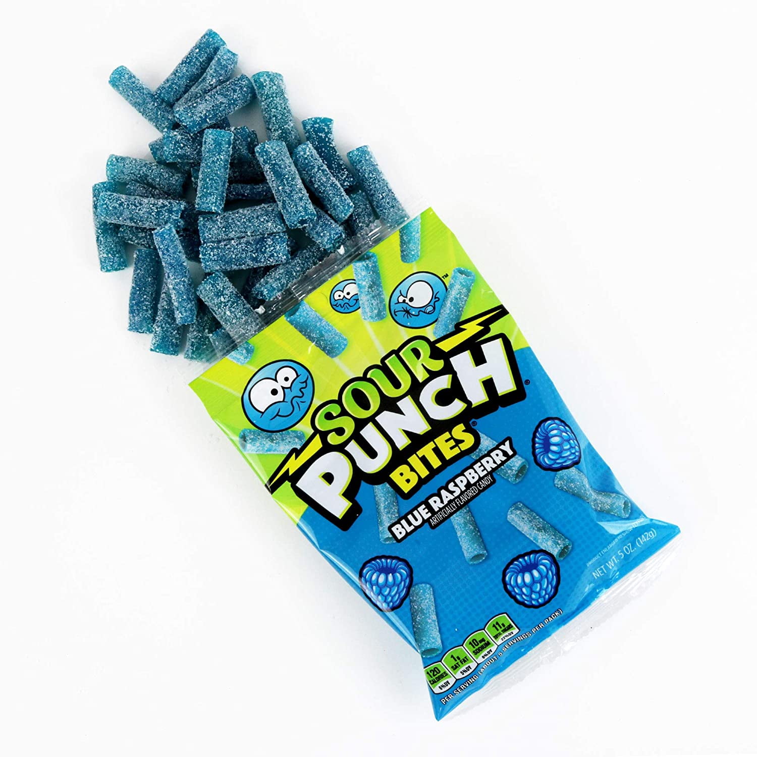 Sour Punch Bites, Sweet & Sour Blue Raspberry Flavor, Chewy Candy, 5oz Bag (12 Pack)