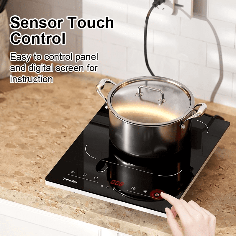 TOPWISH Portable Induction Cooktop, 1600W Single-Burner Electric Hot Plate, 10 Temperature & 10 Power Levels, 110–120V, LED Touch Control, Child Lock & Safety Protection