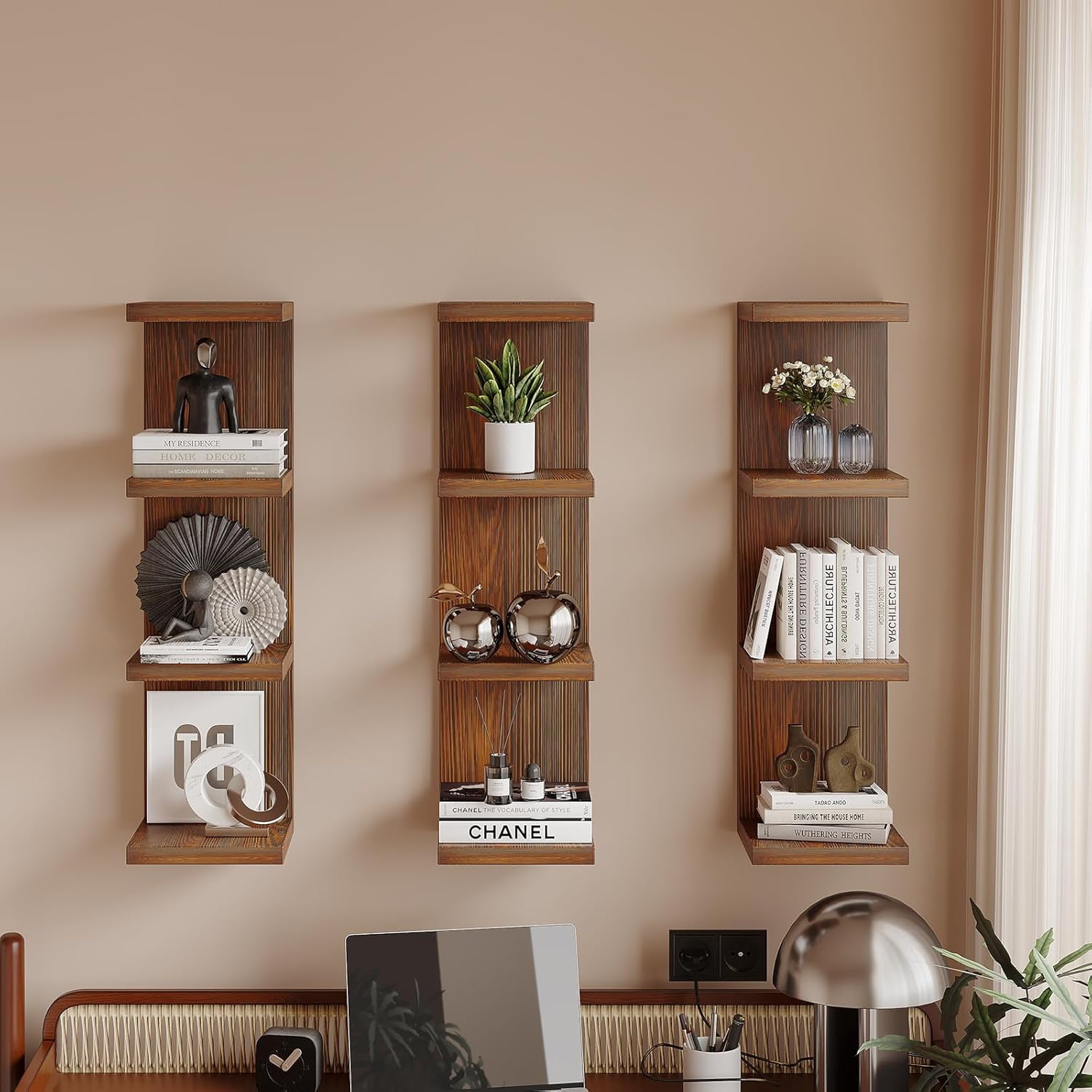 Lack Wall Shelf,Display Floating Shelf (Solid Wood, 4 Tier)