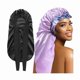 thumbnail image 1 of wonima11 2Pcs Bonnets for Black Women Braid Bonnet, Large Long Satin Silk Bonnet for Braids,Black Women Braid Bonnet with Stretchy Tie Band for Sleeping Extra Long (Black&Light Purple Pattern, 1 of 1