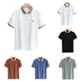 thumbnail image 4 of Mens Soft Embroidery Contrast Color Lapel Short Sleeve Shirt Loose Business Tops, 4 of 8