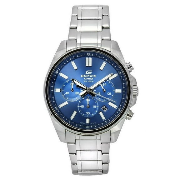 Casio Edifice Standard Analog Chronograph Stainless Steel Blue Dial Quartz EFV-650D-2A 100M Men's Watch