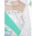 thumbnail image 5 of YUUMIN Kids Girls Mesh Splice Figure Ice Skating Dress Sleeveless Gymnastic Leotard Skirt Sequins Camisole Light Green 6, 5 of 7