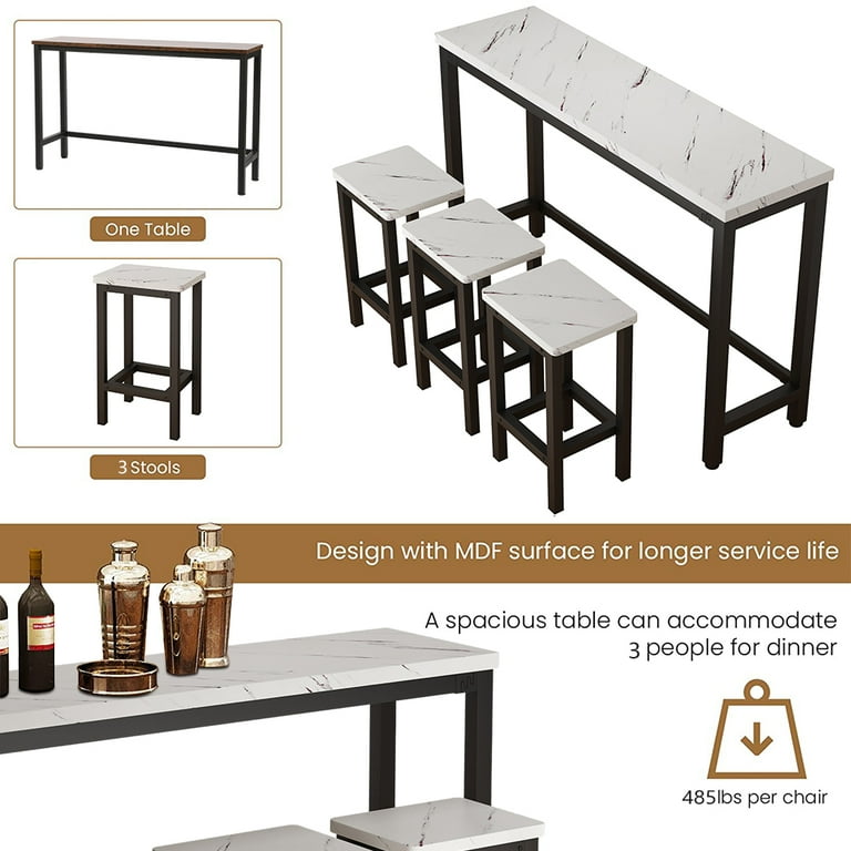 4-Piece Pub Table Set, Counter Height, 3 Stools, Space