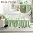 thumbnail image 6 of Jessy Home Bed Sheets Set 4 Piece Queen/Full Sheet Set Light Green Cotton Blend Fitted Sheet, Flat Sheet & 2 Pillowcases Bedding Set, 6 of 11