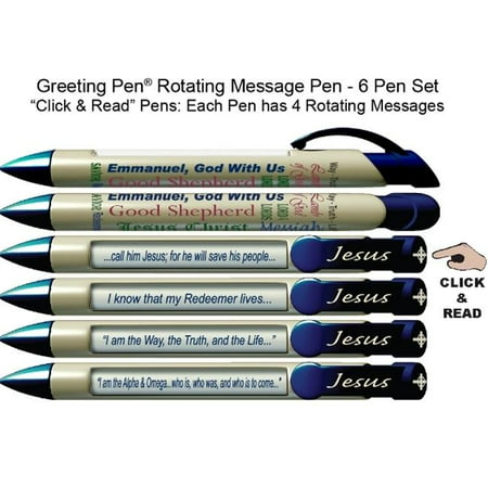 Scripture Pen 36034 Names Of Jesus Scripture Pen With Rotating Messages, Pack of 6
