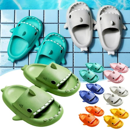 

WREA Cartoon Shark Soft Slippers for Non-Slip Sandals Summer Beach Home Slippers for Living Room Bathroom Walk