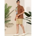 thumbnail image 4 of Unique Bargains Men's Floral Stripes Patchwork Button Down Summer Printed Shirts Yellow Green XXL, 4 of 6