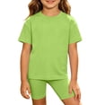 thumbnail image 2 of HBGVBA Girls Summer Outfits Casual 2 Piece Short Sleeve Tee and Bike Shorts Comfy Clothings Set, 2 of 5
