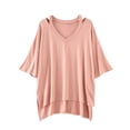thumbnail image 3 of Women's Loose Fit V Neck Short Sleeve Comfy Regular Tank Tops Summer Casual Soft Lightweight T-Shirt Tee | CSEONE,Pink L, 3 of 7