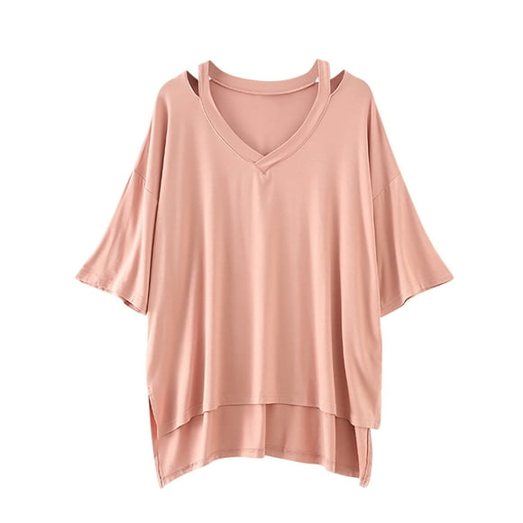 LIaqionyy Womens Oversized V Neck T Shirts Tops Short Sleeve Workout Gym Casual Loose Fashion Clothes