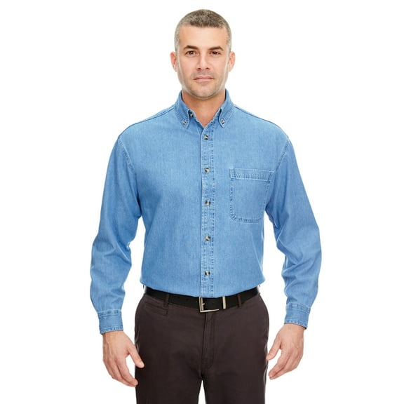 Adult Cypress Denim Shirt With Pocket , 8960 , LIGHT BLUE , X-Large