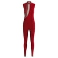 thumbnail image 3 of Nyeemya Women's Rhinestones Sleeveless Full Body Jumpsuit Romper Leotard Unitard for Ballet Dance Burgundy L, 3 of 6