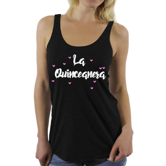 Awkward Styles La Quinceanera Racerback Tank Top for Her Quinсe Anos Tanks Birthday Girl Shirt Birthday Gifts for Teens I am 15 T-Shirt for Her Quinceanera Party Clothing White Print Teen Party